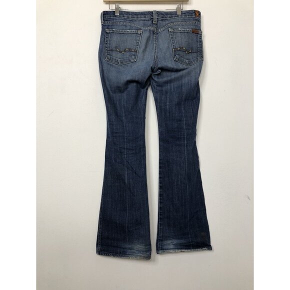7 For All Mankind Womens 29x32 Blue Denim Jeans Bootcut Stretch - Picture 3 of 8